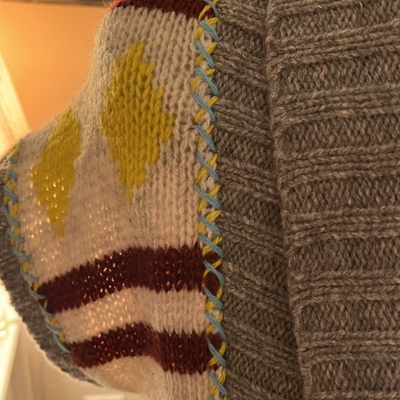 Vintage Free People 100% wool long vest sweater Aztec print - Picture 2 of 9